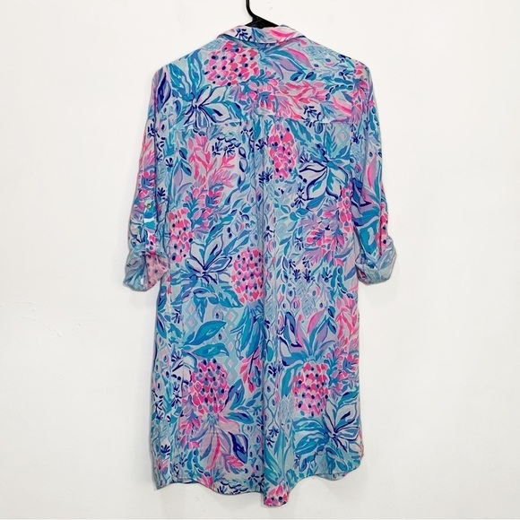 Lilly Pulitzer Natalie Long Sleeve Button Up Cover Up Shirt Dress Tunic size XXS - Picture 4 of 5